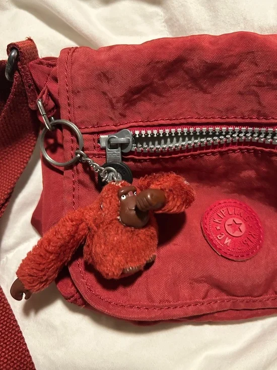 Kipling Burgundy Small Crossbody Bag with Monkey Charm - Picture 8 of 8